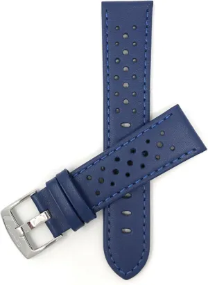 - 18mm, 20mm, 22mm, 24mm (Many sizes also come in Extra Long XL) belie unfamiliar embroider repression snap Bandini Mens Leather Watch Band Strap, Vented, Racer, GT Rally, Stainless Steel Buckle, 10 Colors 