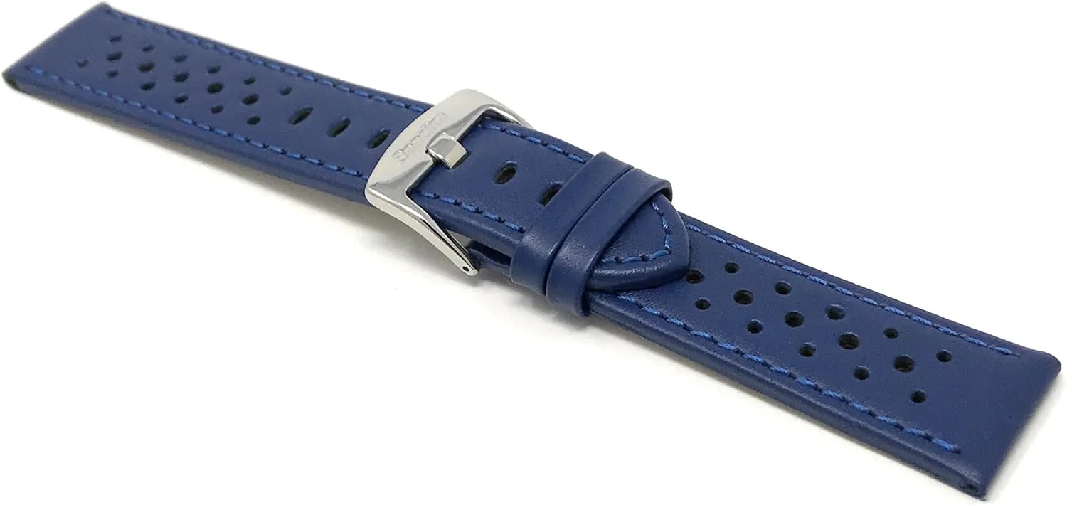 - 18mm, 20mm, 22mm, 24mm (Many sizes also come in Extra Long XL) belie unfamiliar embroider repression snap Bandini Mens Leather Watch Band Strap, Vented, Racer, GT Rally, Stainless Steel Buckle, 10 Colors 