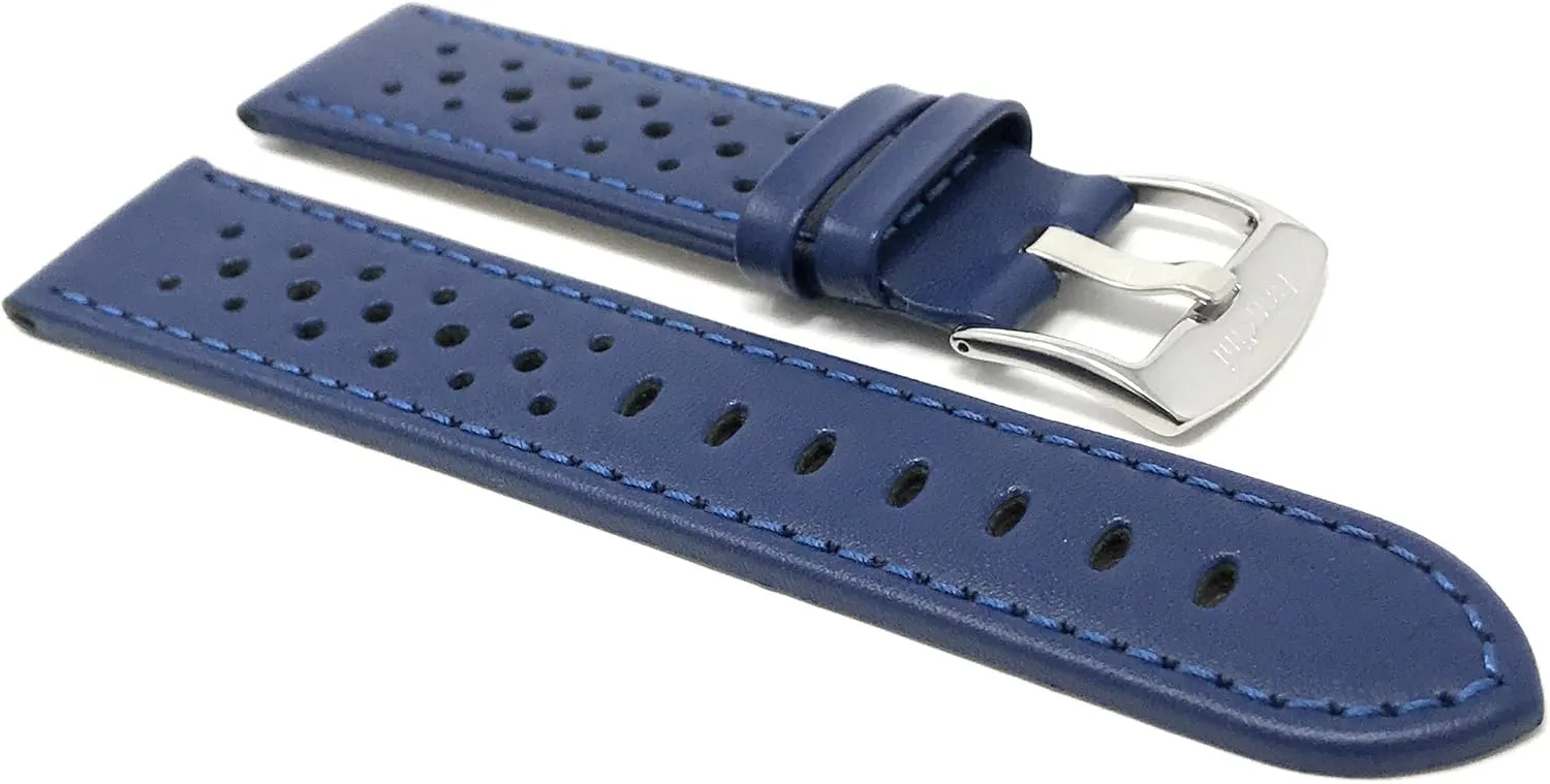 - 18mm, 20mm, 22mm, 24mm (Many sizes also come in Extra Long XL) belie unfamiliar embroider repression snap Bandini Mens Leather Watch Band Strap, Vented, Racer, GT Rally, Stainless Steel Buckle, 10 Colors 