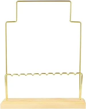 : 22x5x27.5cm) 2 Tier Metal Jewelry Display Stand impulse with Wooden Base for Necklace Earring Bracelet Watch Organizer (Color : A$ Size 