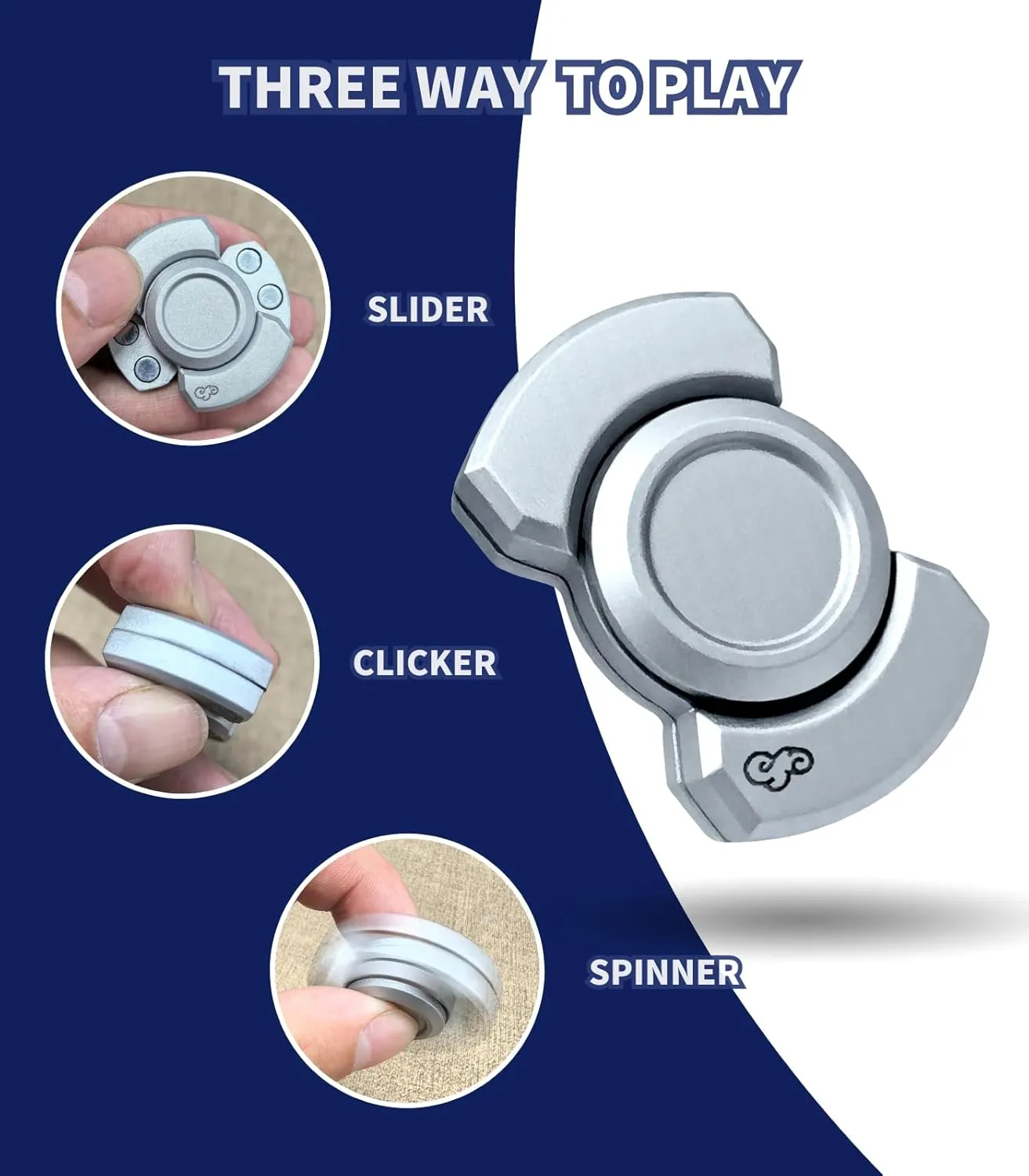 - Fidget Spinner$Clicker$Slider Modes$Ultra-Silent$High-Speed Rotation$3-Minute Spin Time$Compact Stress Relief Toy for Adult(2 Pcs) 3-in-1 Alloy scruple Fidget Toys Adults 
