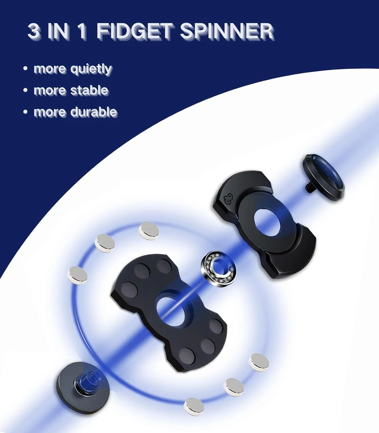 - Fidget Spinner$Clicker$Slider Modes$Ultra-Silent$High-Speed Rotation$3-Minute Spin Time$Compact Stress Relief Toy for Adult(2 Pcs) 3-in-1 Alloy scruple Fidget Toys Adults 