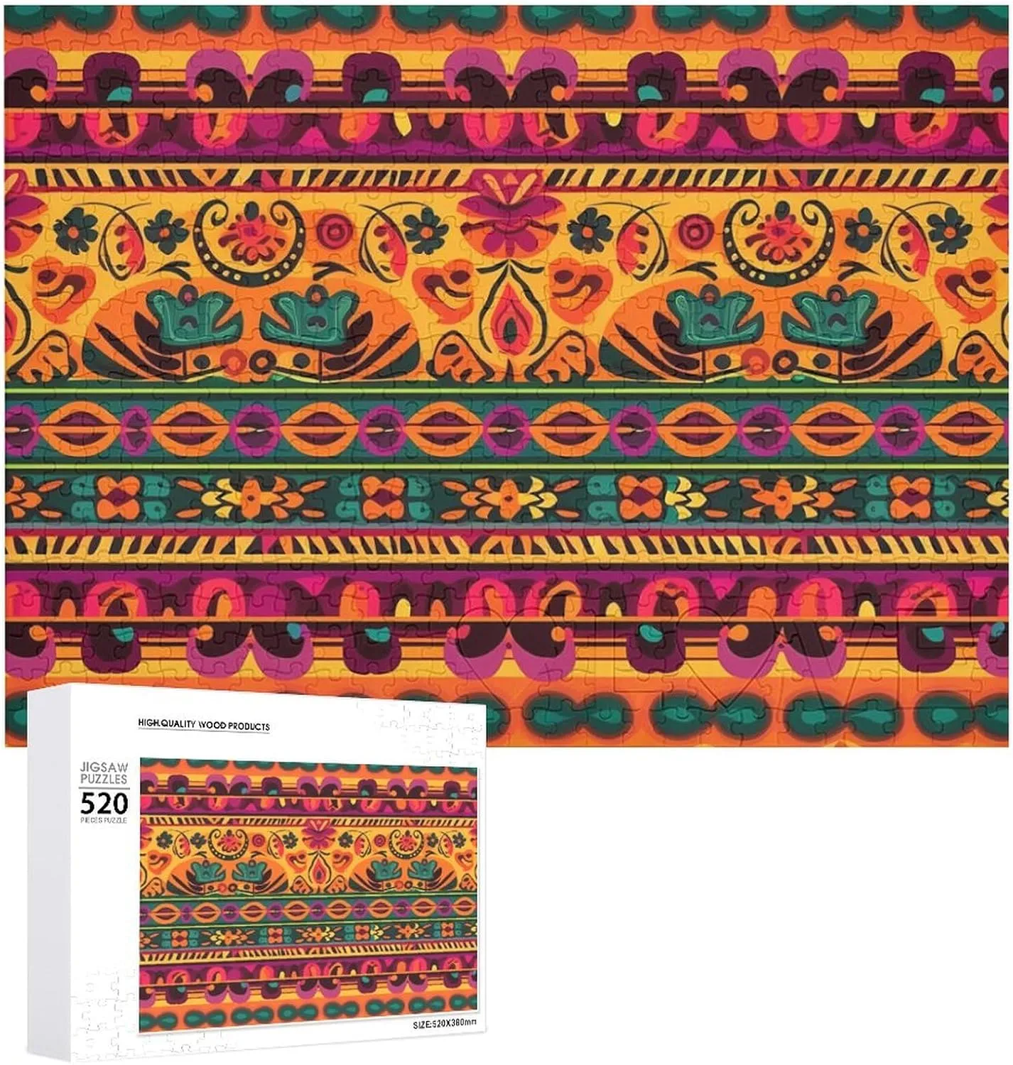 - Mexican Folk Art Boho Picture response noteworthy hue Puzzles for Adults Challenging Puzzle Personalized Wooden Puzzle Photo Puzzle Gifts 20.5" X 15 520 Piece Jigsaw Puzzle 