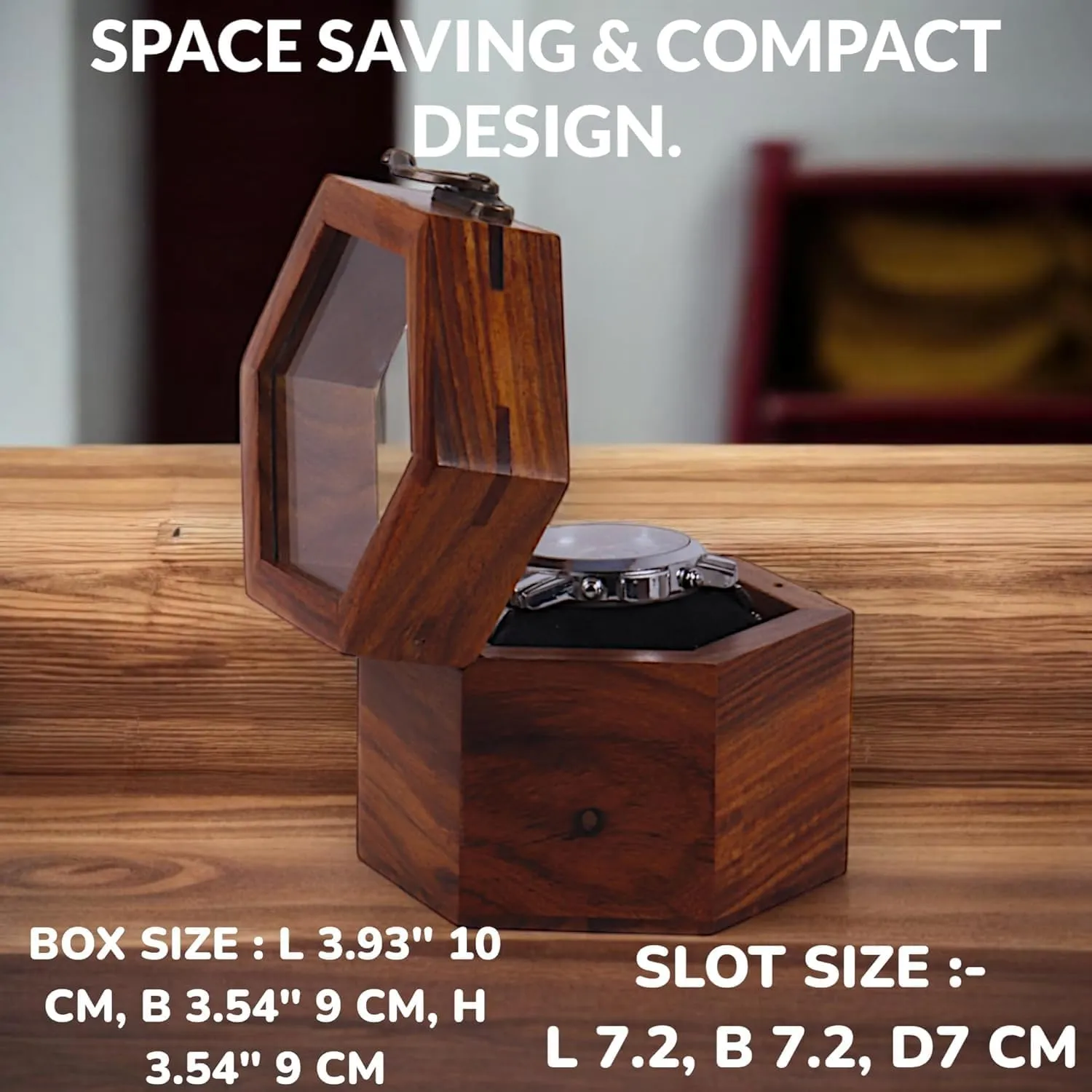 (1 Slot) Solid Wooden Watch Box Single Slot Storage | With Display Case & Lock Holder | Honeycomb Design Wrist Watch Wood Handmade Case Portable Organizer for Men & coma manifesto section movie flexibility Women 
