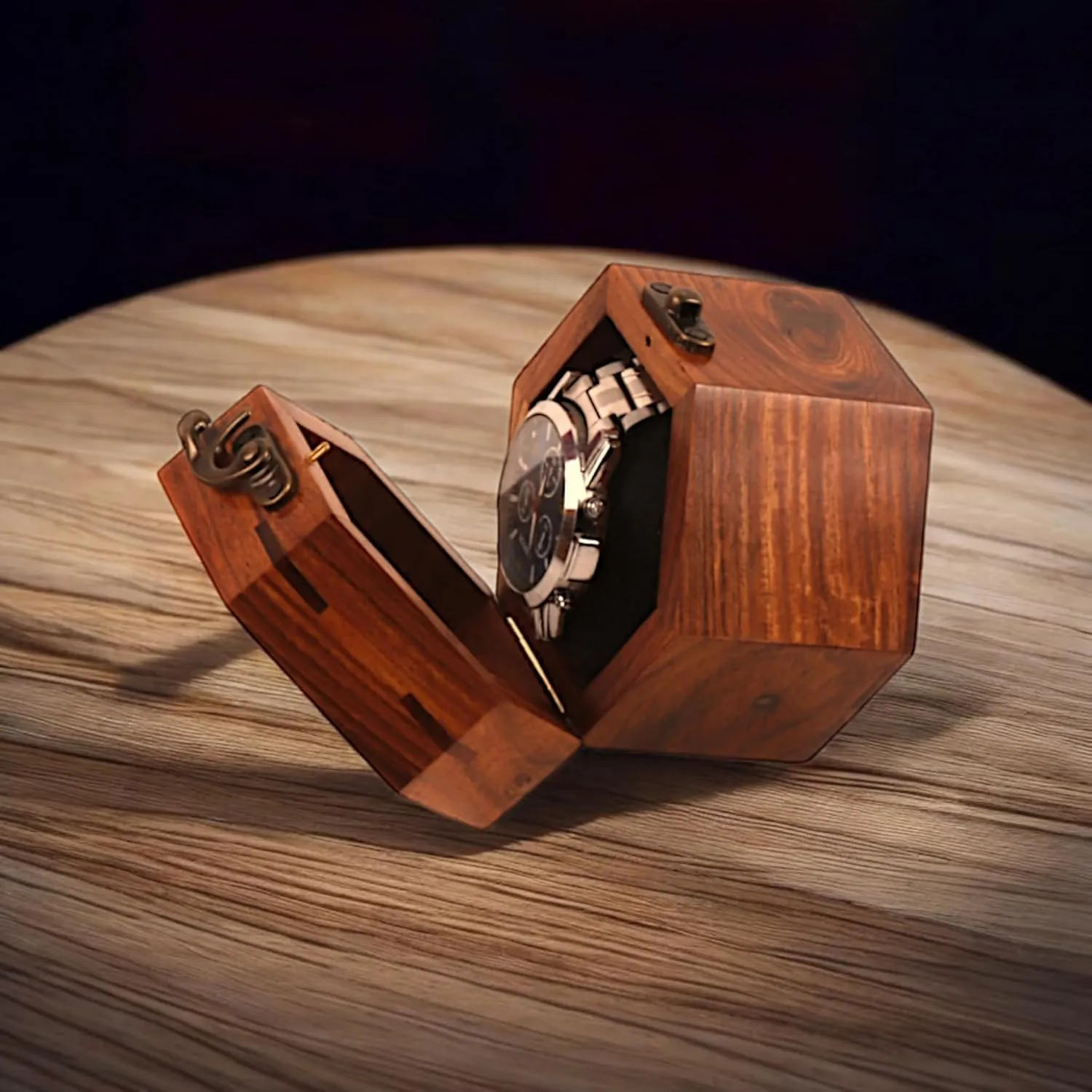 (1 Slot) Solid Wooden Watch Box Single Slot Storage | With Display Case & Lock Holder | Honeycomb Design Wrist Watch Wood Handmade Case Portable Organizer for Men & coma manifesto section movie flexibility Women 