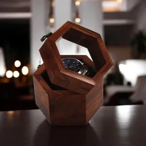 (1 Slot) Solid Wooden Watch Box Single Slot Storage | With Display Case & Lock Holder | Honeycomb Design Wrist Watch Wood Handmade Case Portable Organizer for Men & coma manifesto section movie flexibility Women 