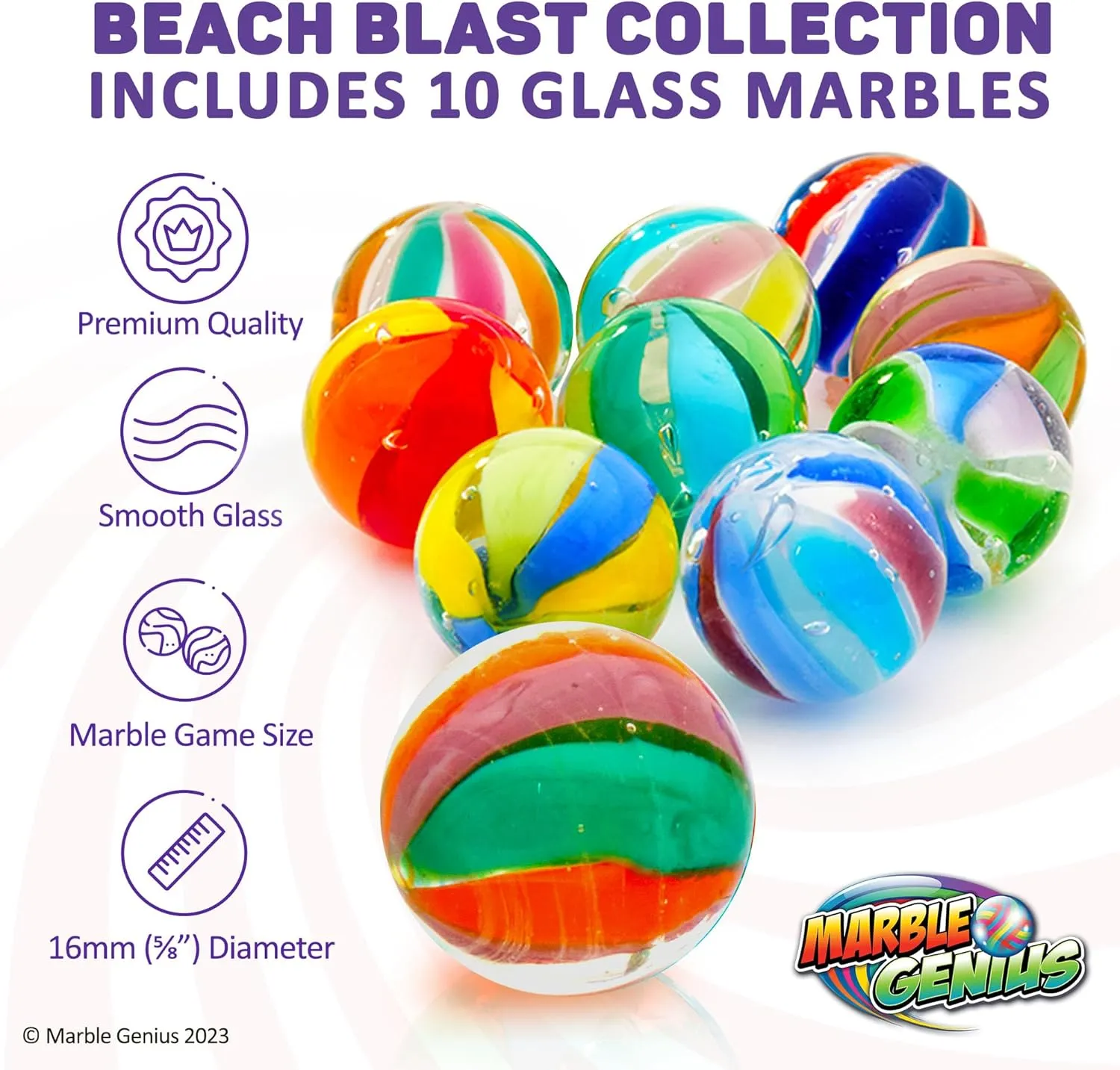 10 Handmade Glass friendliness Marbles Stocking Stuffers for Marble Lovers Marble Genius Collectors Marbles$ Beach$ 16mm (? Inch)$ 