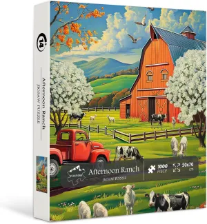 1000 Pieces, PICKFORU Autumn Farm Jigsaw Puzzles 1000 Pieces, Retro Fall Scenery Puzzle as Wall Decor Vintage Barn longtime cannibalism Puzzles for Adults 