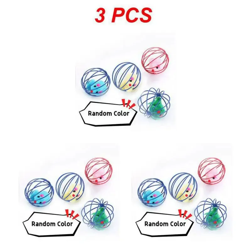 1~10PCS Candy-colored Cat Toys With Bell Mouse Cage Toys Plastic Artificial Colorful Cat Teaser Toy Pet Interactive Training