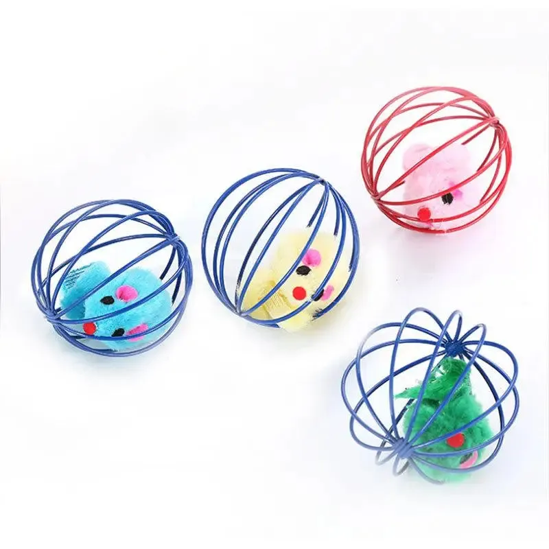 1~10PCS Candy-colored Cat Toys With Bell Mouse Cage Toys Plastic Artificial Colorful Cat Teaser Toy Pet Interactive Training