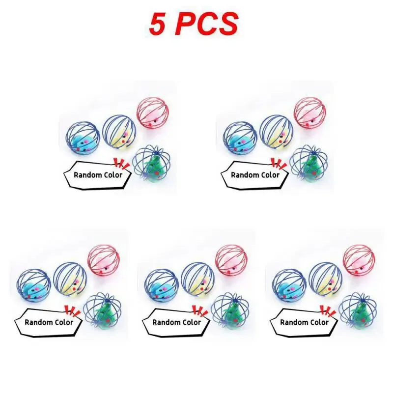 1~10PCS Candy-colored Cat Toys With Bell Mouse Cage Toys Plastic Artificial Colorful Cat Teaser Toy Pet Interactive Training