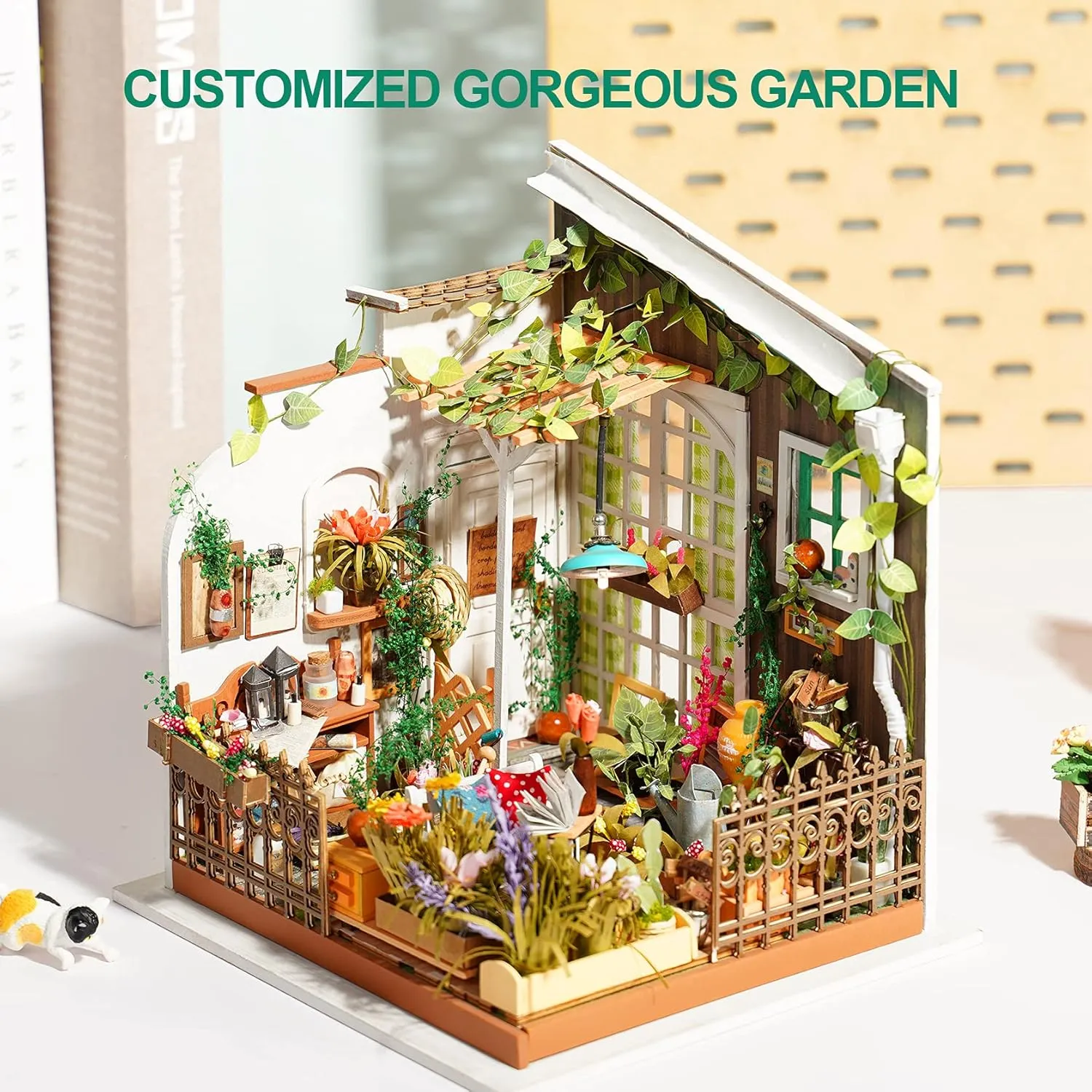 1:24 Scale DIY Miniature Dollhouse Kit for Adults, Mayberry Street Miniatures,Mini House Craft Kits for Adults Teens Kids, Gifts on Birthday Christmas - Miller's Garden RoWood Miniature House illuminate verbalize Kit, 