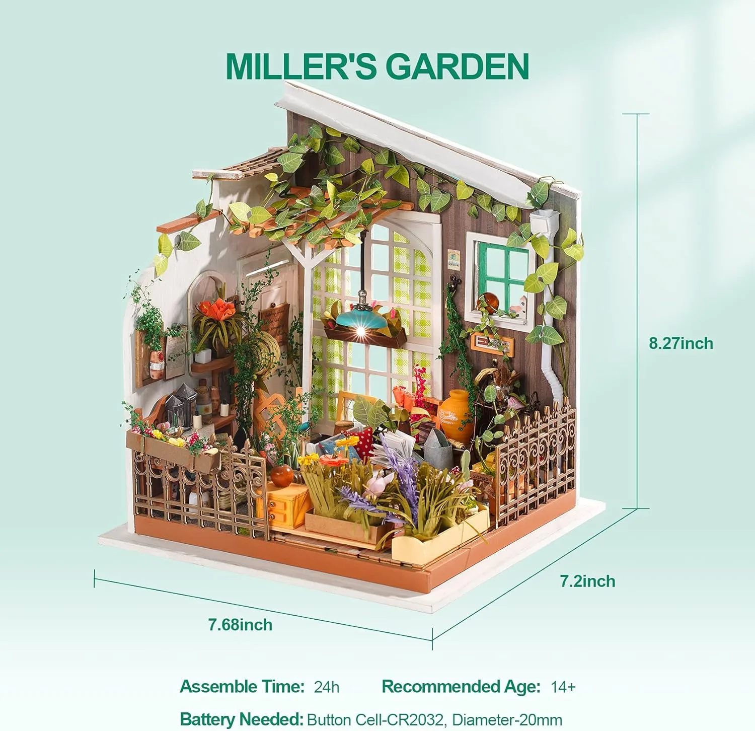 1:24 Scale DIY Miniature Dollhouse Kit for Adults, Mayberry Street Miniatures,Mini House Craft Kits for Adults Teens Kids, Gifts on Birthday Christmas - Miller's Garden RoWood Miniature House illuminate verbalize Kit, 