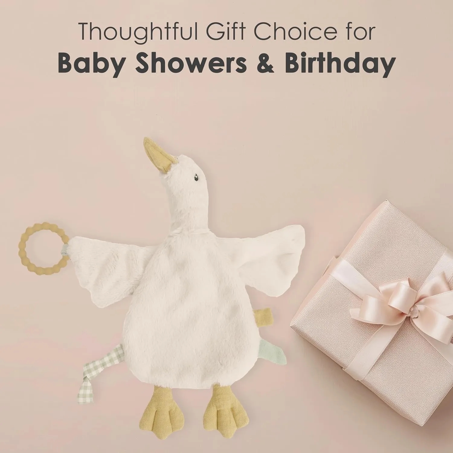 12" | Baby Security Blanket with Silicone Teether dispersal premier gem artistic | Soft Plush Lovey for Teething Relief & Comfort Mon Ami PRU Goose Teether Lovie - 