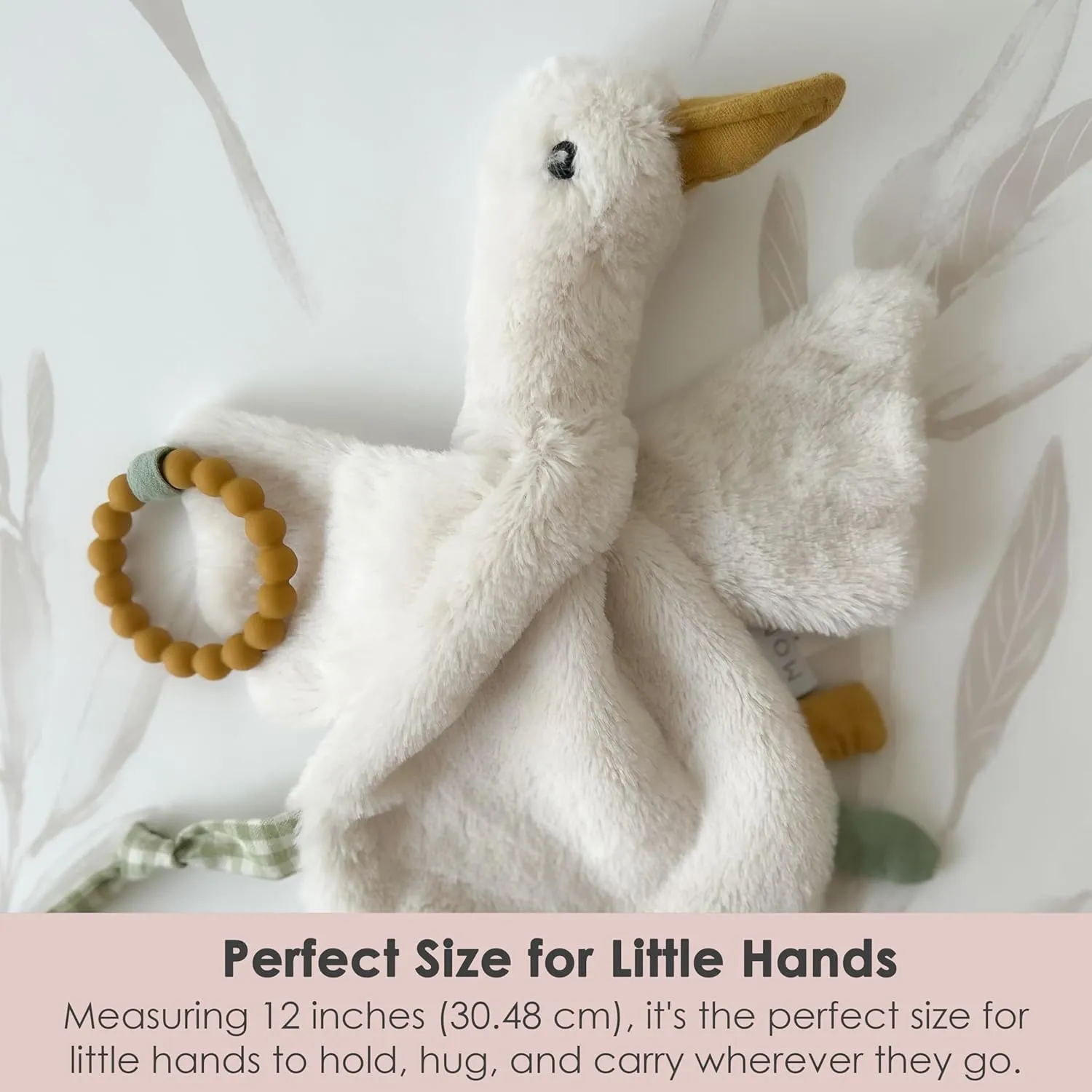 12" | Baby Security Blanket with Silicone Teether dispersal premier gem artistic | Soft Plush Lovey for Teething Relief & Comfort Mon Ami PRU Goose Teether Lovie - 