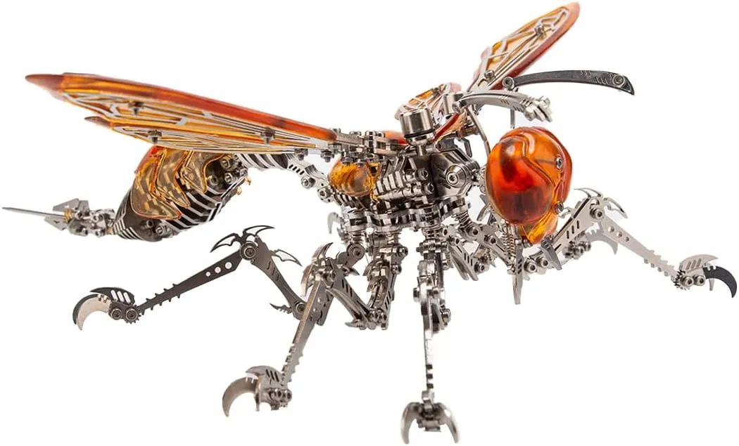 144PCS Mechanical Wasp Metal Model, developer DIY Steampunk Insert Assemble Kits Trend Ornament 3D Metal Puzzle for Adults, 