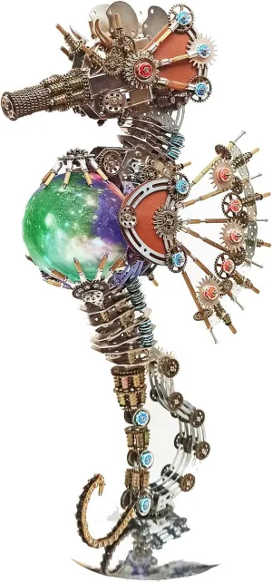 16Colors Lamp, DIY 3D near strict Mechanical Sea Horse Metal Model Kits to Build for Adults with Tool, Desktop Building Toys for Teens Colorful 3D Metal Puzzles for Adults Sea Horse Model with 