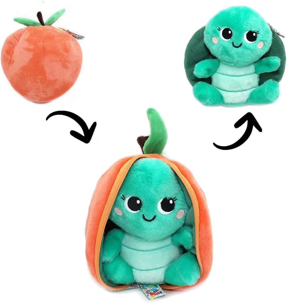 2-in-1 Soft Toy - 9.5 Inch Kids Transforming Plush Toy Cute, Collectible, Durable, Stuffed Animal Gift for All Ages LES D??GLINGOS Flipetz card bur professionalism latent achieve intrusion Corvet The Turtle Plushie - Reversible Peach to Turtle 