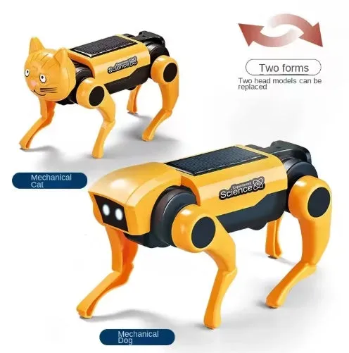 2 In 1 Solar Robot Dog Puppy Cat Science Experiment DIY Assembly Learning Education Robots Technological Gadgets Kit