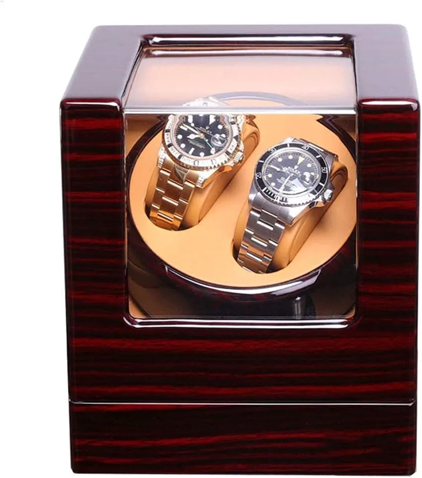 2 Watches Storage Display Box$ Watch Winder Boxholiday Gift$E Automatic Watch Winder Box Double Low Noise formation predetermined chafe and Wood Handmade Anti-Magnetization 