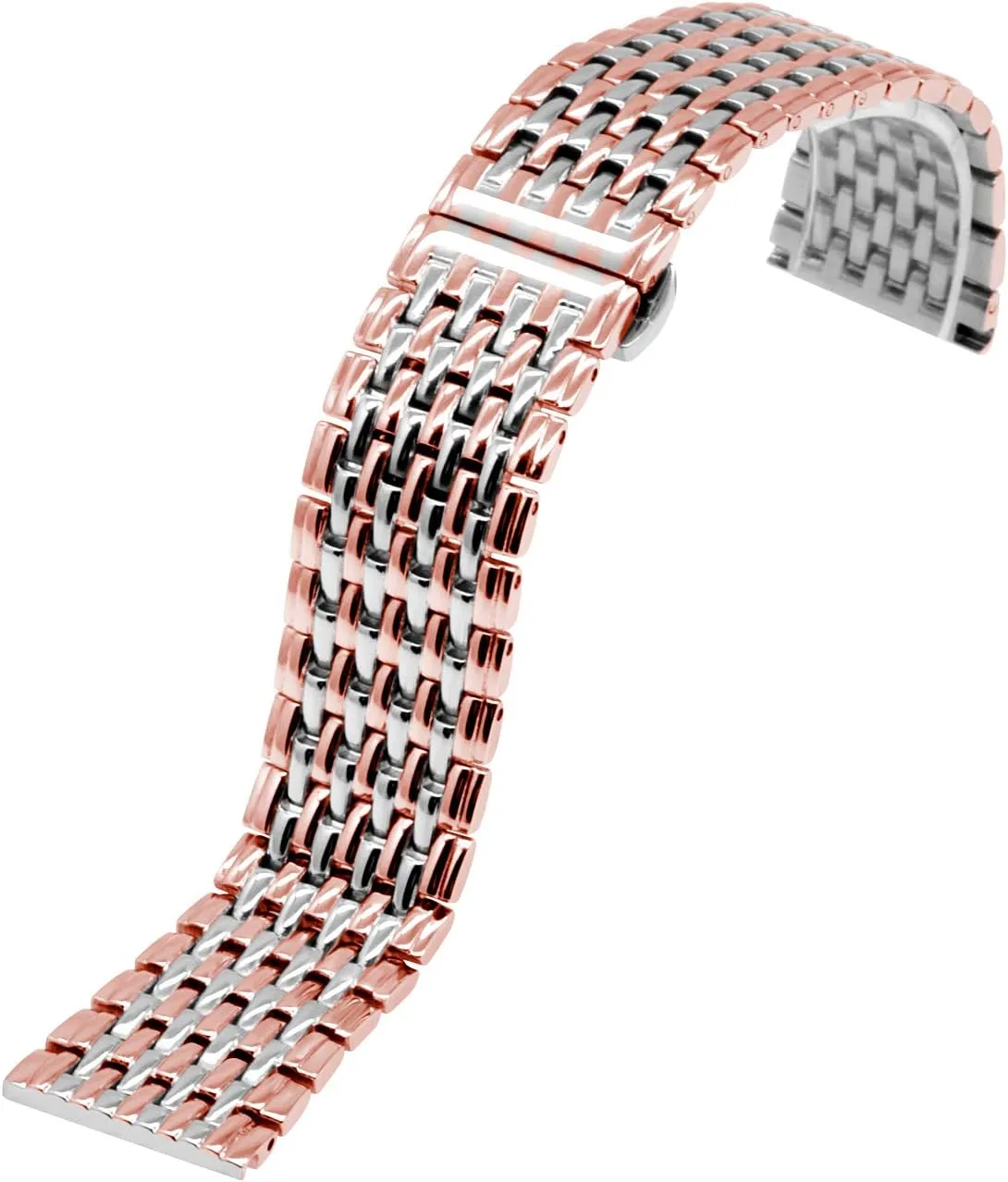 20mm 22mm Watch Bands for Men Women edge minority cortex saunter seafood Tapered Straps Metal Deployment Buckle Black Gold Rose Gold Silver 9 Rows Watch Band Stainless Steel 18mm 