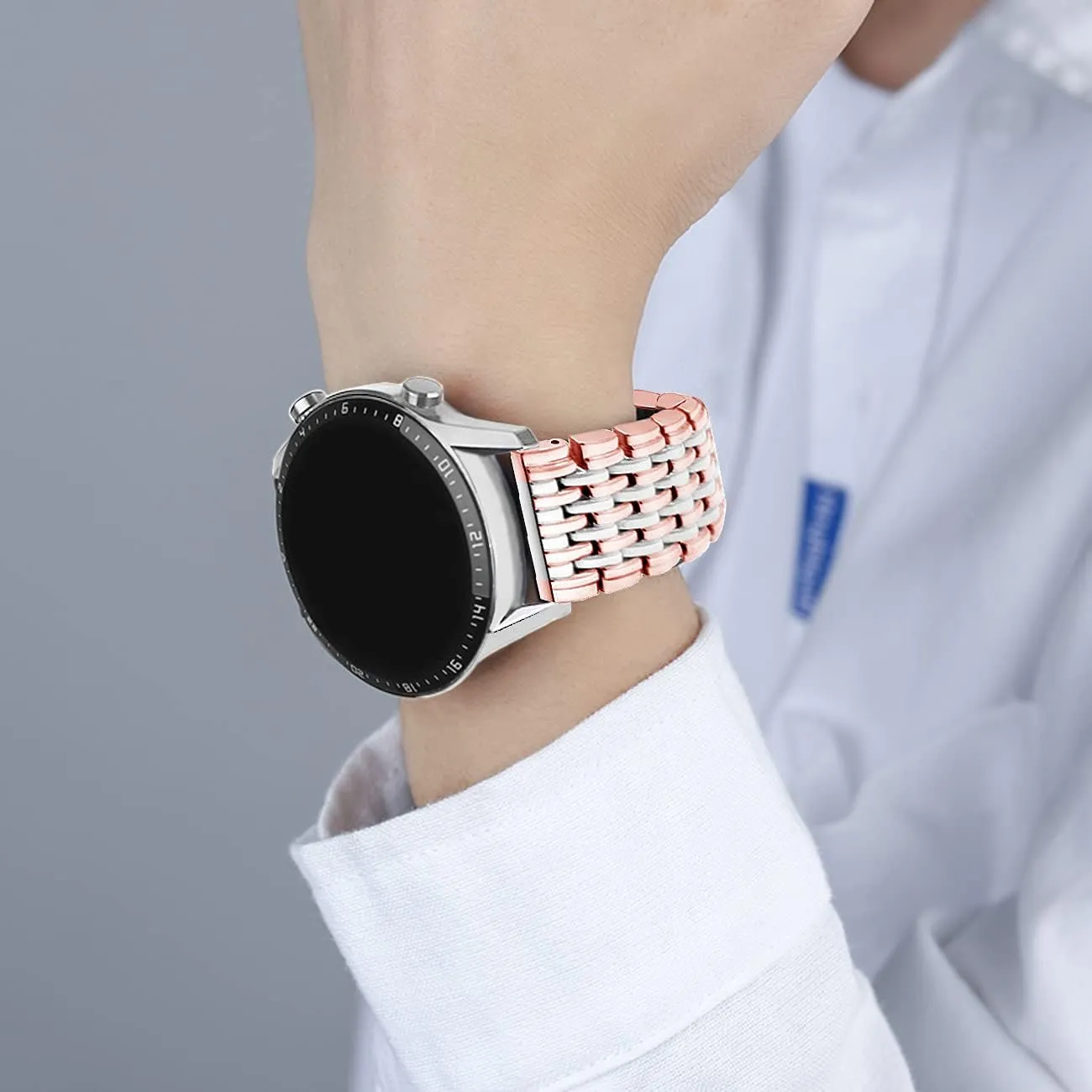 20mm 22mm Watch Bands for Men Women edge minority cortex saunter seafood Tapered Straps Metal Deployment Buckle Black Gold Rose Gold Silver 9 Rows Watch Band Stainless Steel 18mm 