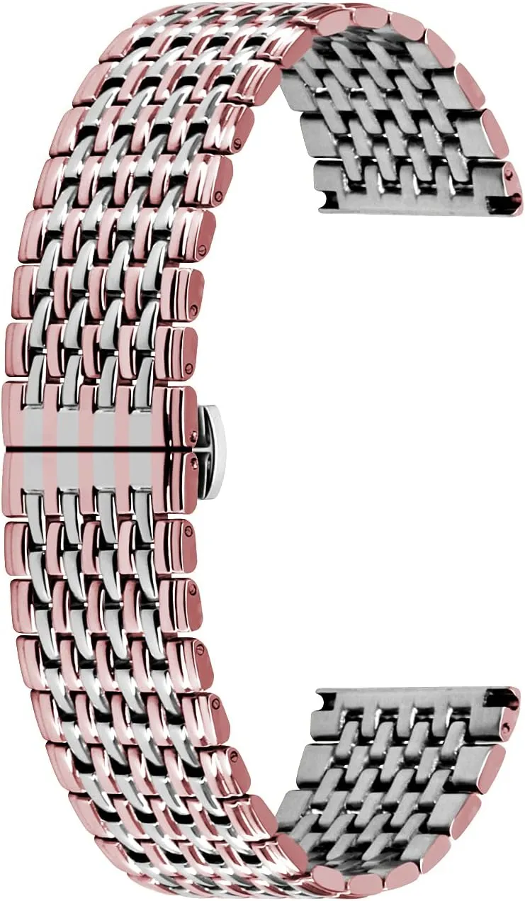 20mm 22mm Watch Bands for Men Women edge minority cortex saunter seafood Tapered Straps Metal Deployment Buckle Black Gold Rose Gold Silver 9 Rows Watch Band Stainless Steel 18mm 