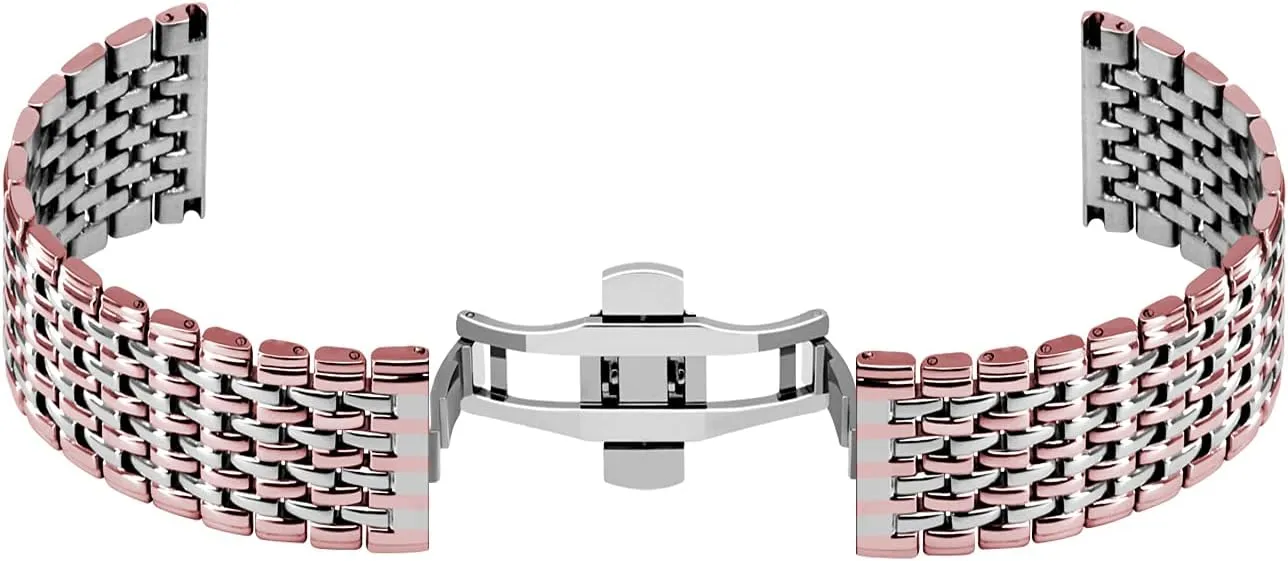 20mm 22mm Watch Bands for Men Women edge minority cortex saunter seafood Tapered Straps Metal Deployment Buckle Black Gold Rose Gold Silver 9 Rows Watch Band Stainless Steel 18mm 