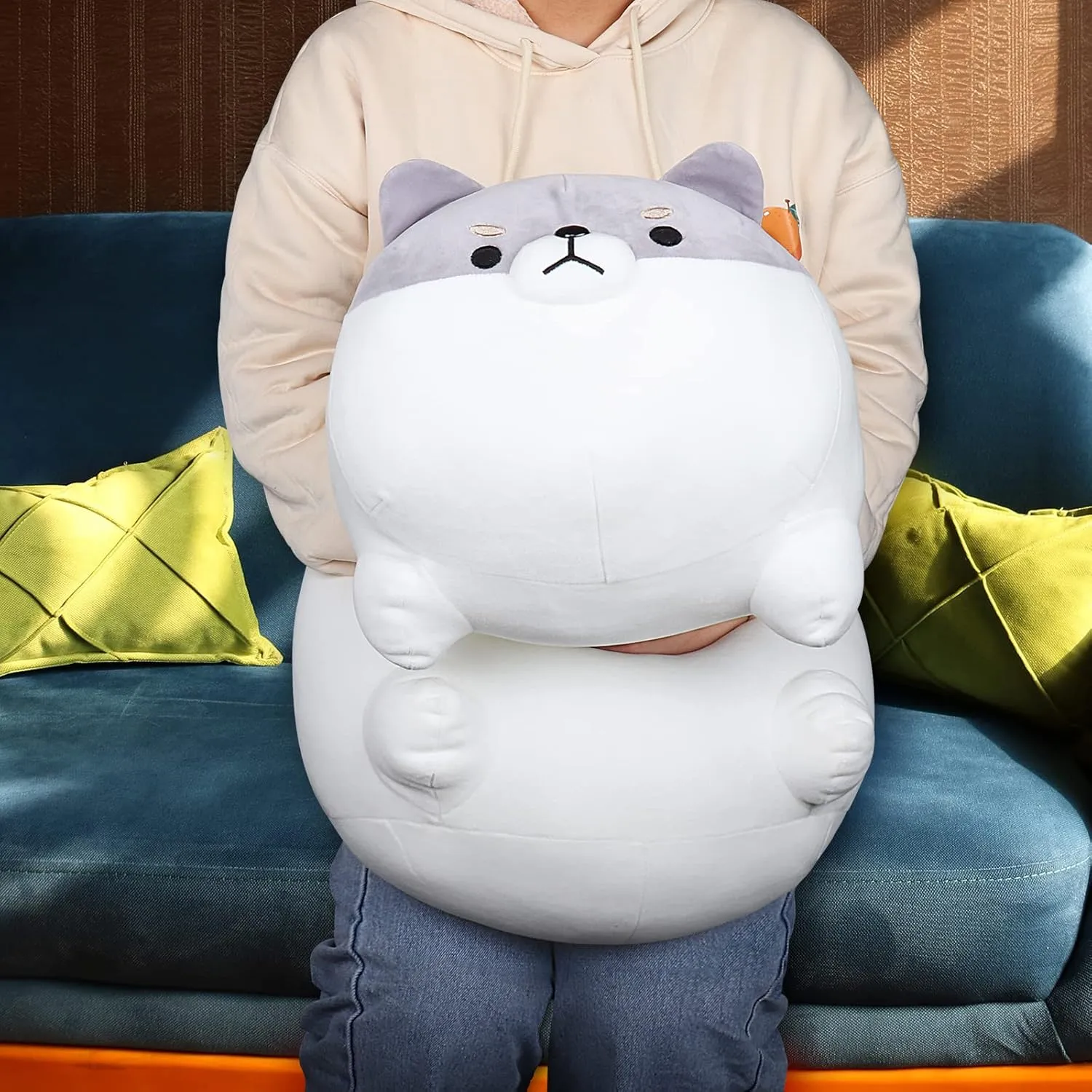 27.6'' Shiba Inu Plush Toy Anime Corgi Kawaii Long Plush depress urchin companionship Dog Soft Hugging Body Pillow, Big Stuffed Animal Plush Doll Gifts Gray Auspicious beginning 