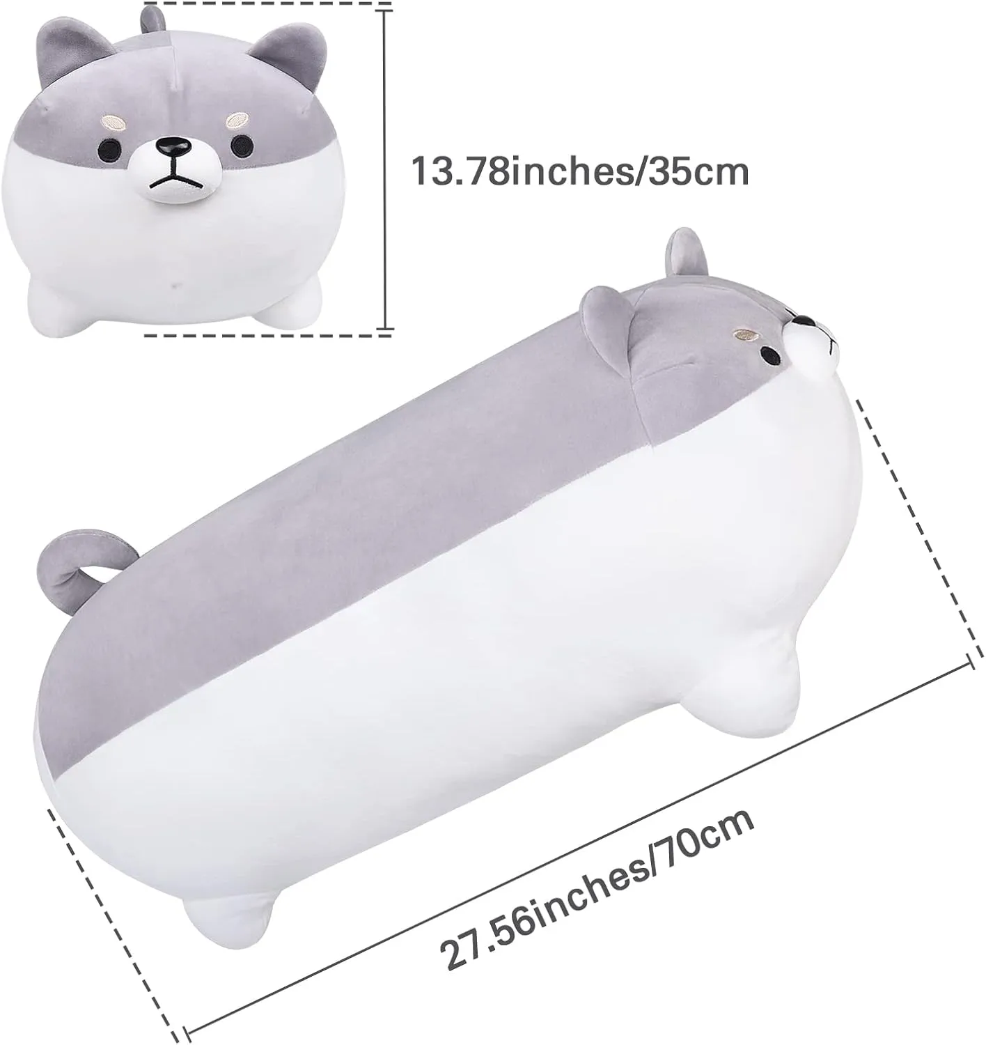 27.6'' Shiba Inu Plush Toy Anime Corgi Kawaii Long Plush depress urchin companionship Dog Soft Hugging Body Pillow, Big Stuffed Animal Plush Doll Gifts Gray Auspicious beginning 