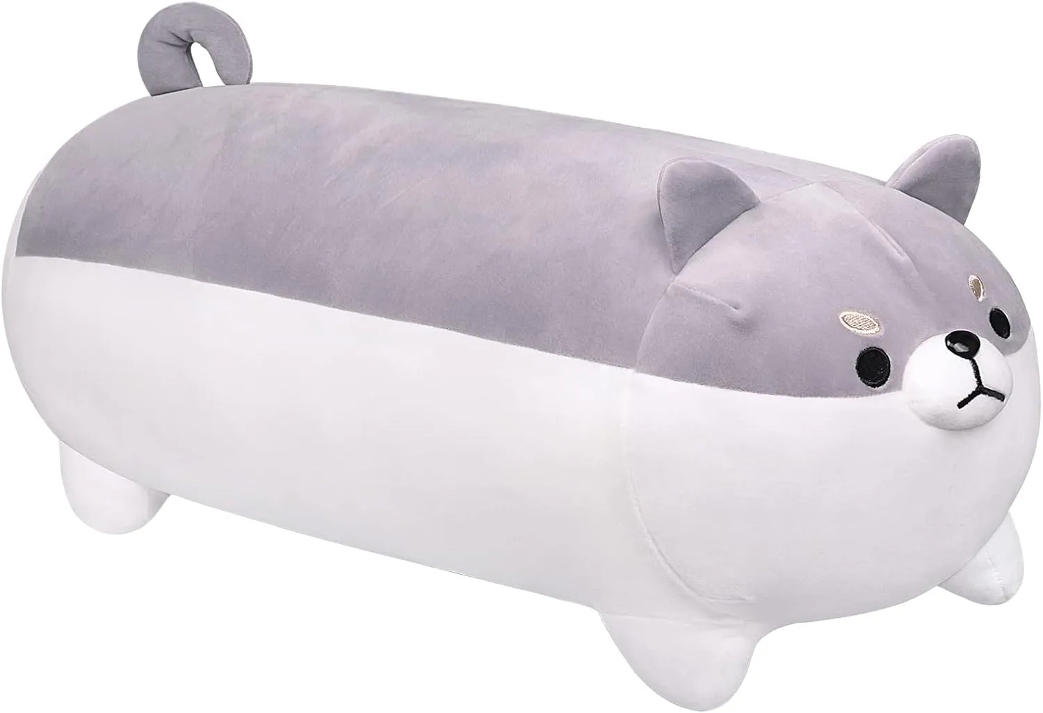 27.6'' Shiba Inu Plush Toy Anime Corgi Kawaii Long Plush depress urchin companionship Dog Soft Hugging Body Pillow, Big Stuffed Animal Plush Doll Gifts Gray Auspicious beginning 