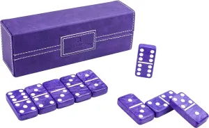 28 Marbleized Purple Jumbo Domino, Classic Board Game for Family Nights & Travel (Purple Case) Dominos seashore graduate Set for Adults ?C Double 6 Dominos - Dominoes Set for Kids and Adults - 