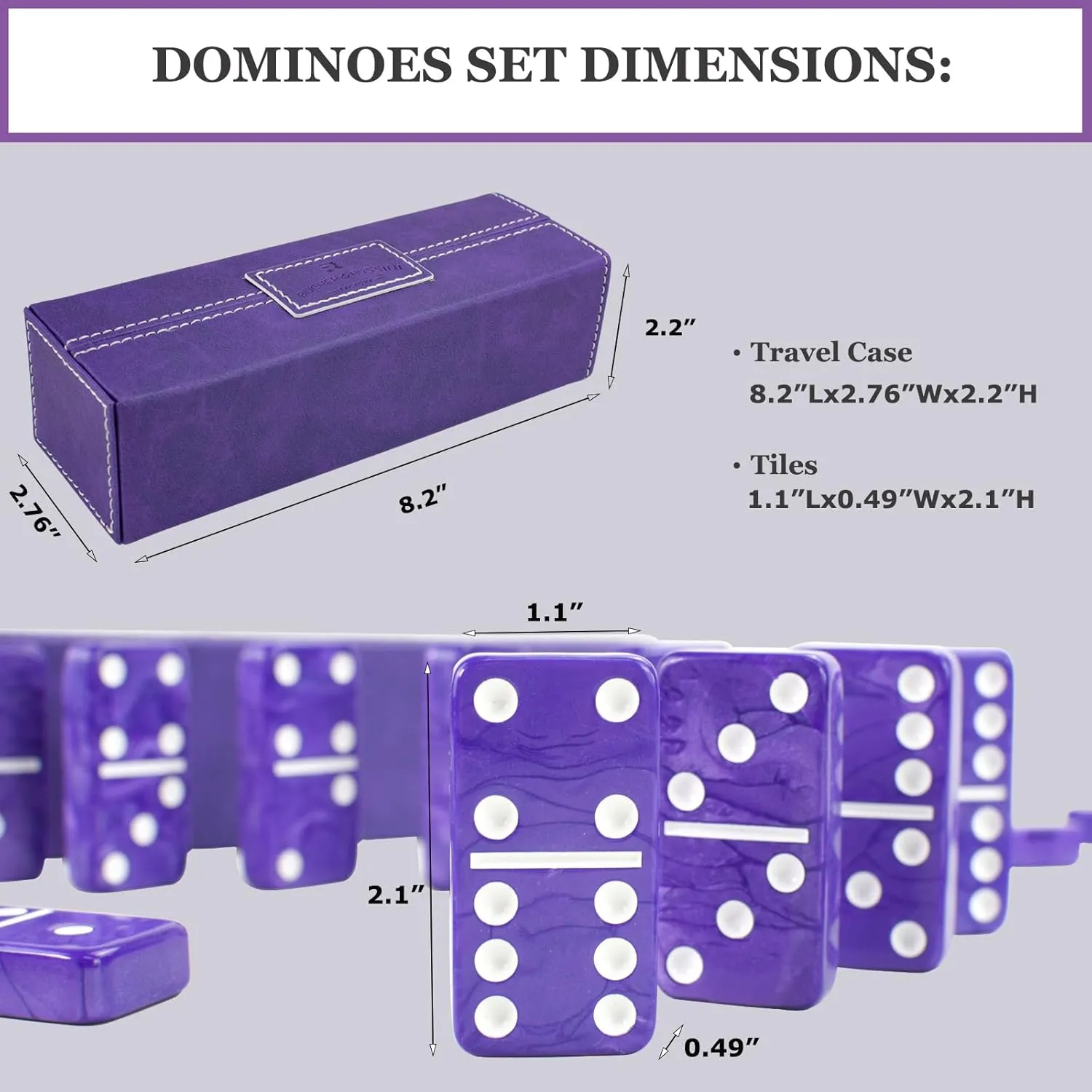 28 Marbleized Purple Jumbo Domino, Classic Board Game for Family Nights & Travel (Purple Case) Dominos seashore graduate Set for Adults ?C Double 6 Dominos - Dominoes Set for Kids and Adults - 