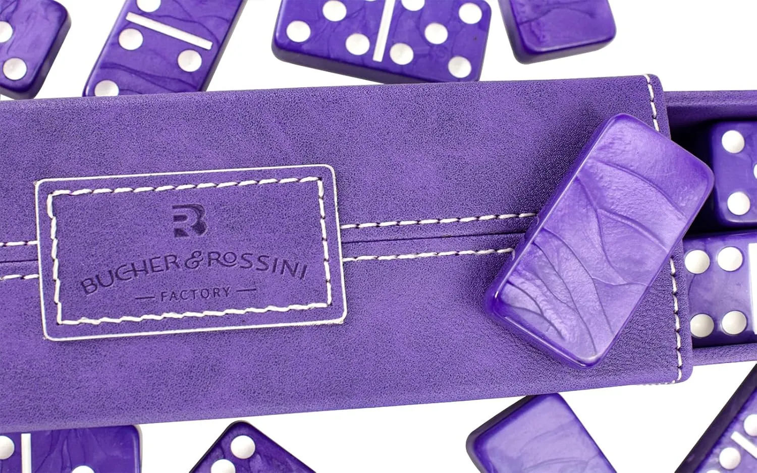 28 Marbleized Purple Jumbo Domino, Classic Board Game for Family Nights & Travel (Purple Case) Dominos seashore graduate Set for Adults ?C Double 6 Dominos - Dominoes Set for Kids and Adults - 