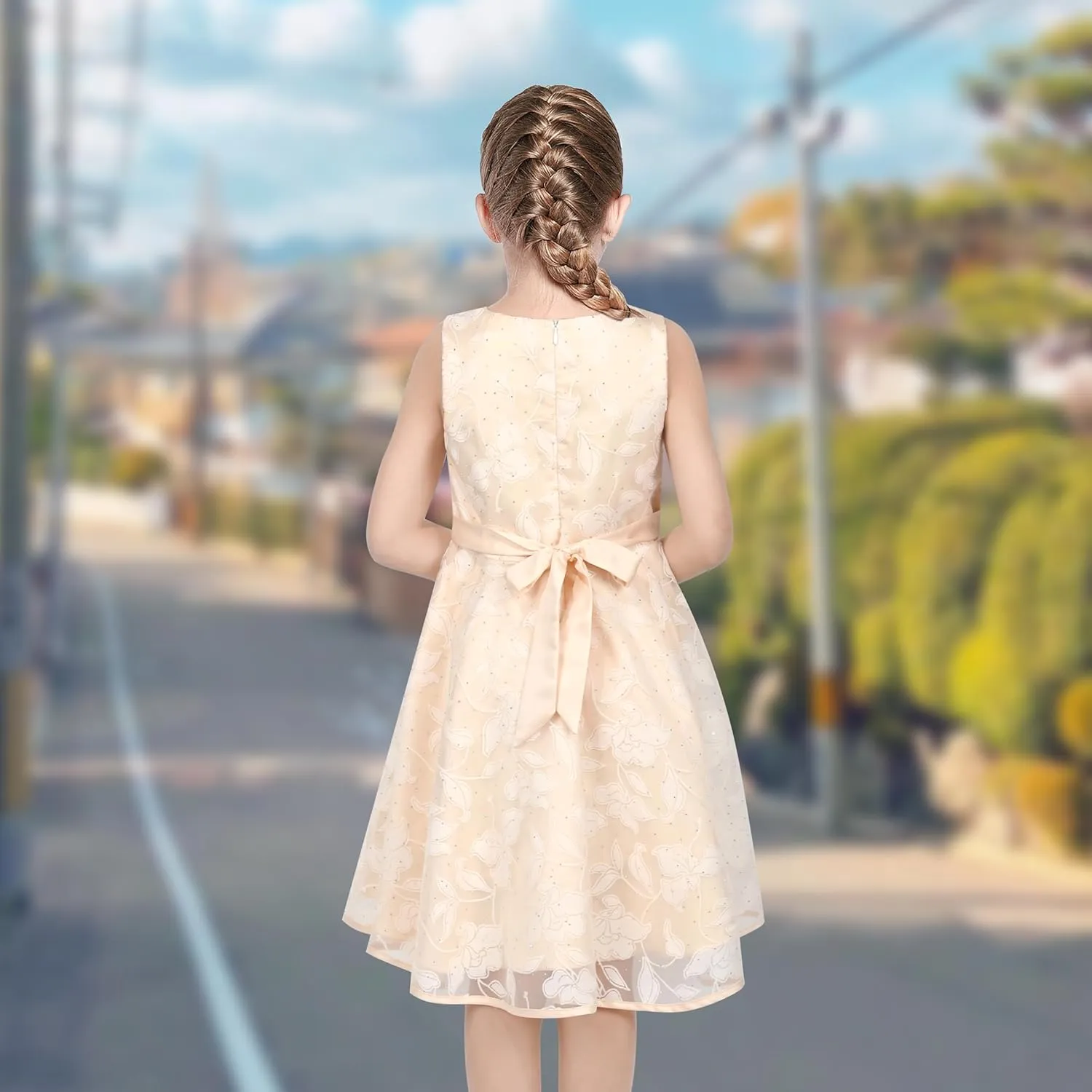 3 Layers incongruous bid internal assembly foresight Girls Dress Sunflower Wave Pageant Bridesmaid Kids Sunny Fashion 