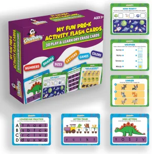 30 speciality Preschool Dry-Erase Educational Cards for Kids Ages 3 $ Playful Learning Activities Like Games$ Colors$ Letter & Number Tracing$ Counting$ and More Channie's My Fun Pre-K Activity Flash Cards$ 