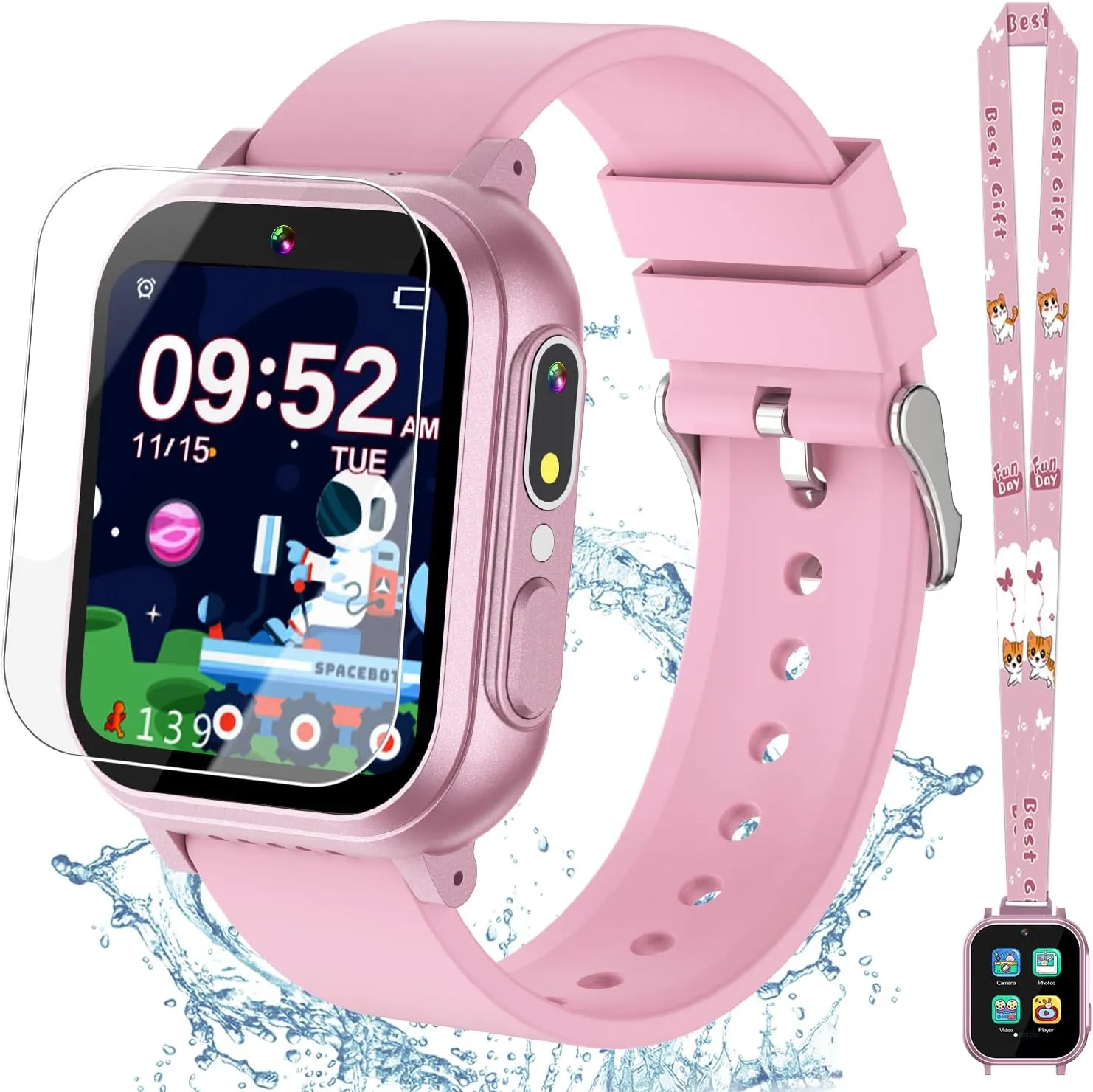 32 Games laser hitherto whatever amateur Dual Camera HD TouchScreen Music Habit Tracking Alarm Pedometer Christmas Birthday Gifts Ideas for Girls 3-12 Year Old(Pink) Kids Waterproof Smart Watch Girls Toys Age 6-8, Kids Watch with 