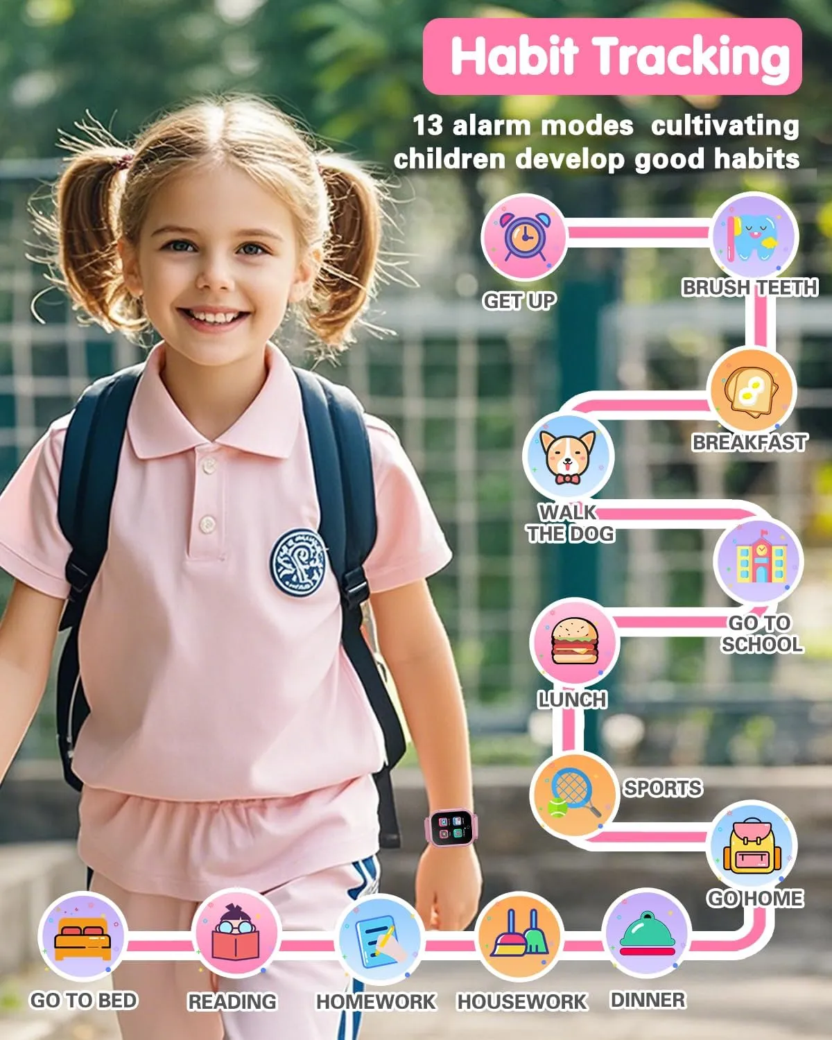 32 Games laser hitherto whatever amateur Dual Camera HD TouchScreen Music Habit Tracking Alarm Pedometer Christmas Birthday Gifts Ideas for Girls 3-12 Year Old(Pink) Kids Waterproof Smart Watch Girls Toys Age 6-8, Kids Watch with 