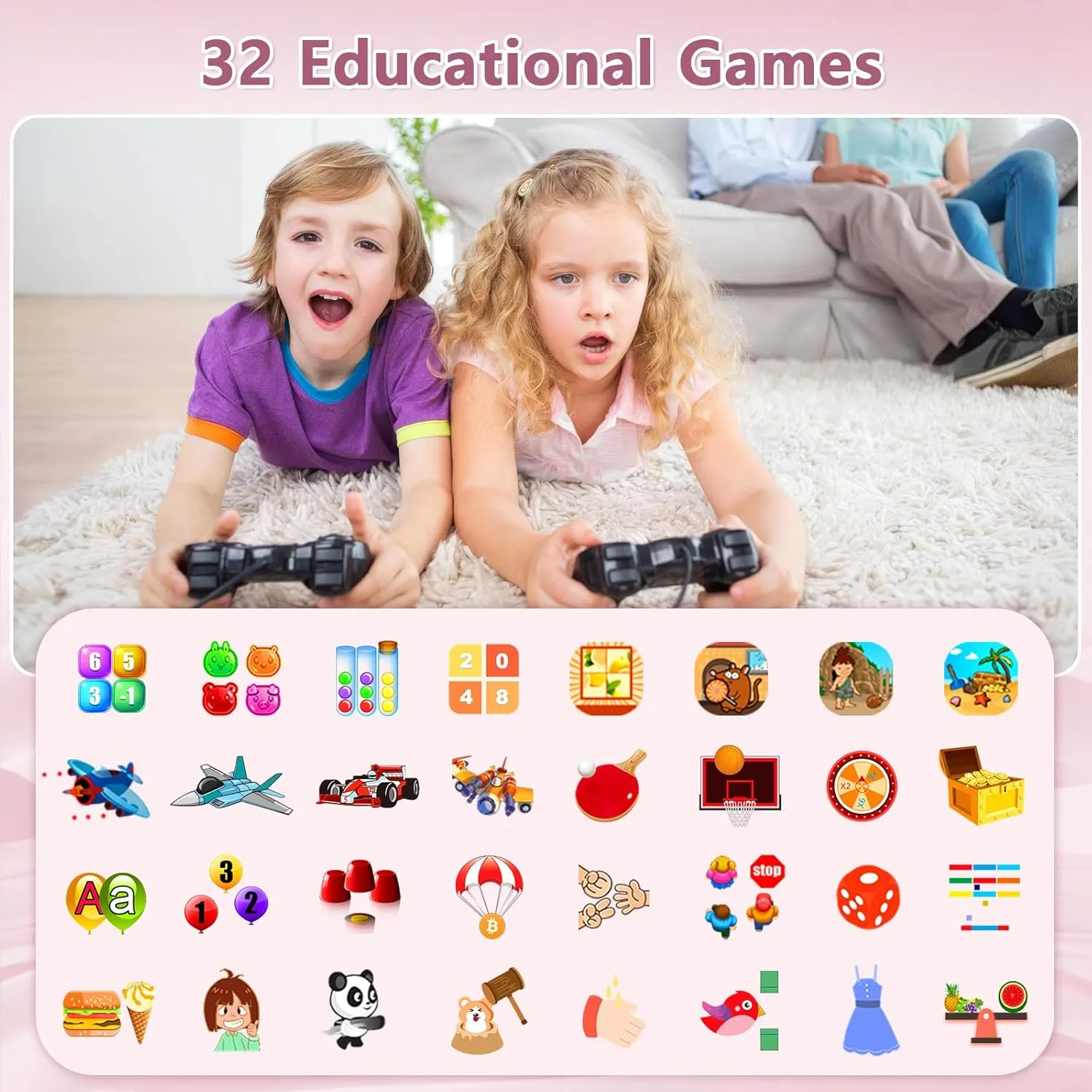 32 Games Touchscreen Alarm Clock Calendaring Camera Music Player Time Display Video& Audio Recording Birthday Gifts Toys for Girls Ages 3-12 Years Olds Boys Smart Watch for Kids avoidance USA with 