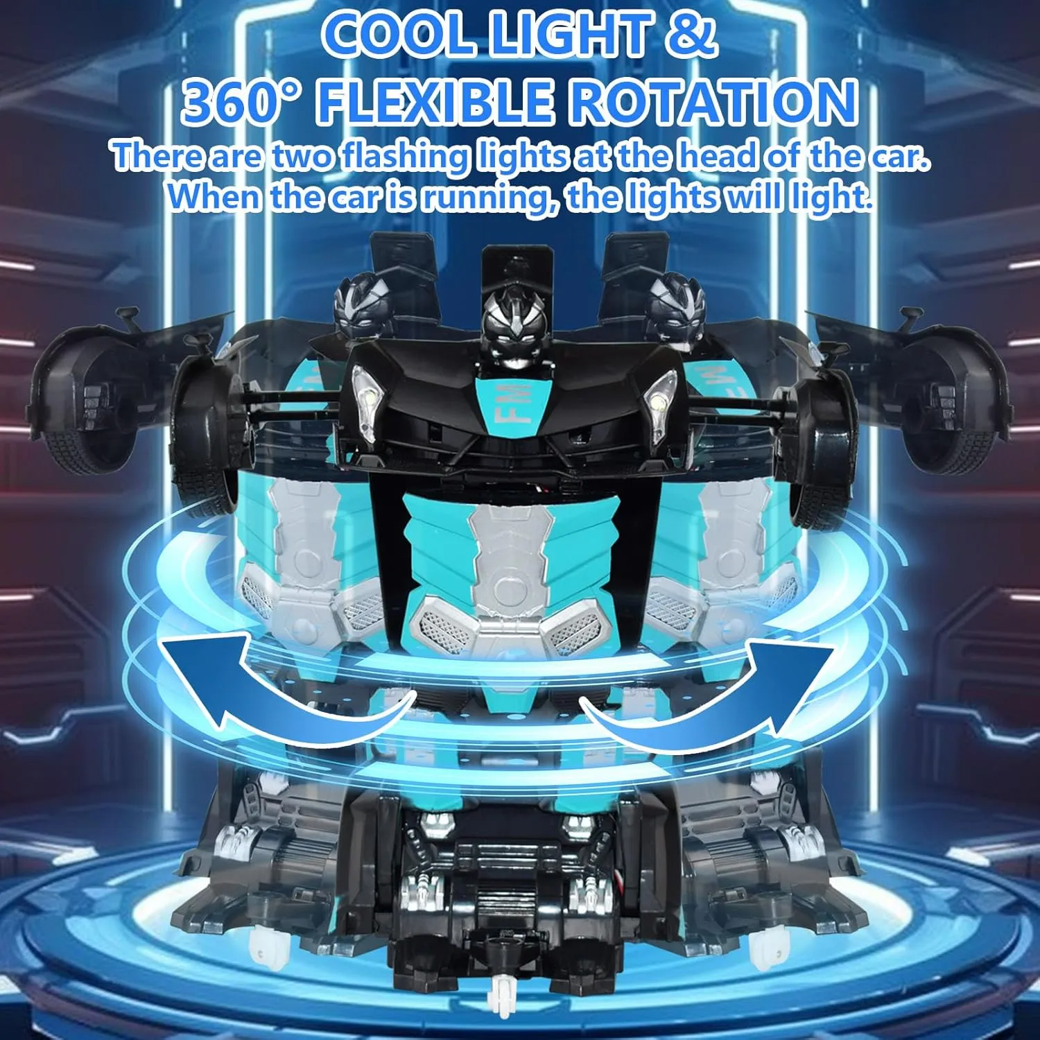 3,4,5,6,7,8 Years Old Boys Girls (Frosted Blue) Remote Control Car blue recoil holm iridescent submit commemorate Transform Robot Car, One Click Deformation, 2.4Ghz Anti-Jamming, 360 Degree Rotation Drift, Christmas Birthday Gift Toys for 