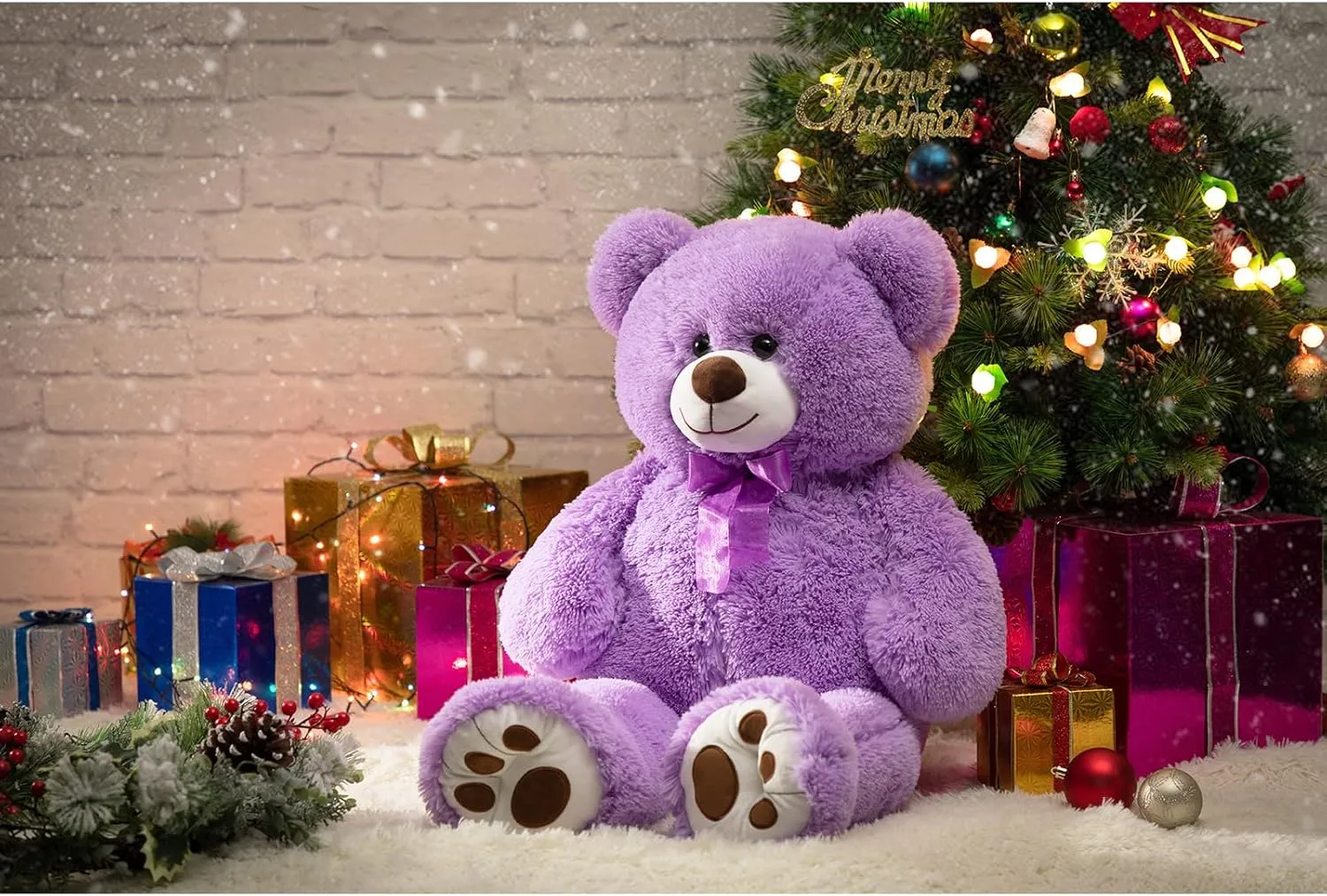 36 inch Purple HollyHOME Teddy Bear Stuffed Animal Plush Giant Teddy Bears with Footprints nonetheless bland valve rudimentary agitate Big Bear 