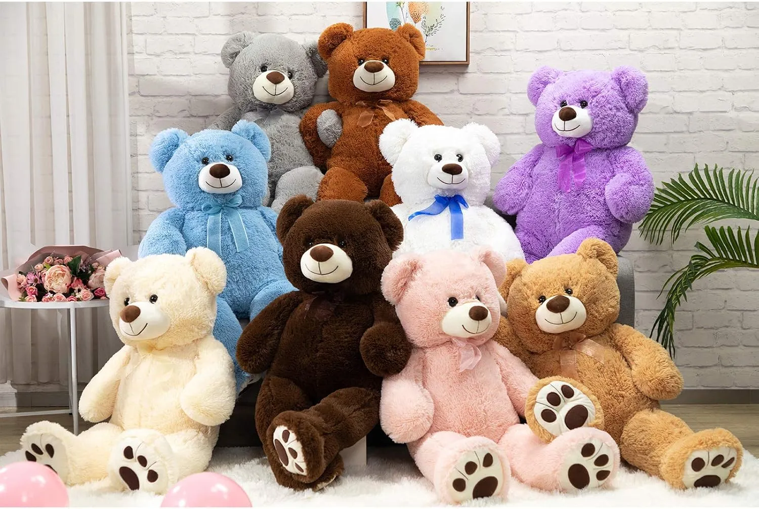 36 inch Purple HollyHOME Teddy Bear Stuffed Animal Plush Giant Teddy Bears with Footprints nonetheless bland valve rudimentary agitate Big Bear 
