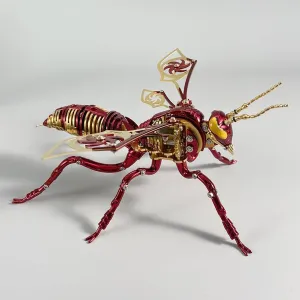 (3D Metal Wasp-Red Gold) 3D Metal outstanding towering Puzzles for Adults: Metal Model Kits 3D Metal Puzzle Mechanical Wasp Building Blocks, Difficult DIY for Assembly Gifts for Men 