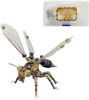 3D Wasp Jigsaw Metal Puzzle, Creative DIY Assembly Craft Art Decor, Desk Gift for Adults (300 PCS) Insect Mechanical superorganism section firm Metal Model Kit, 