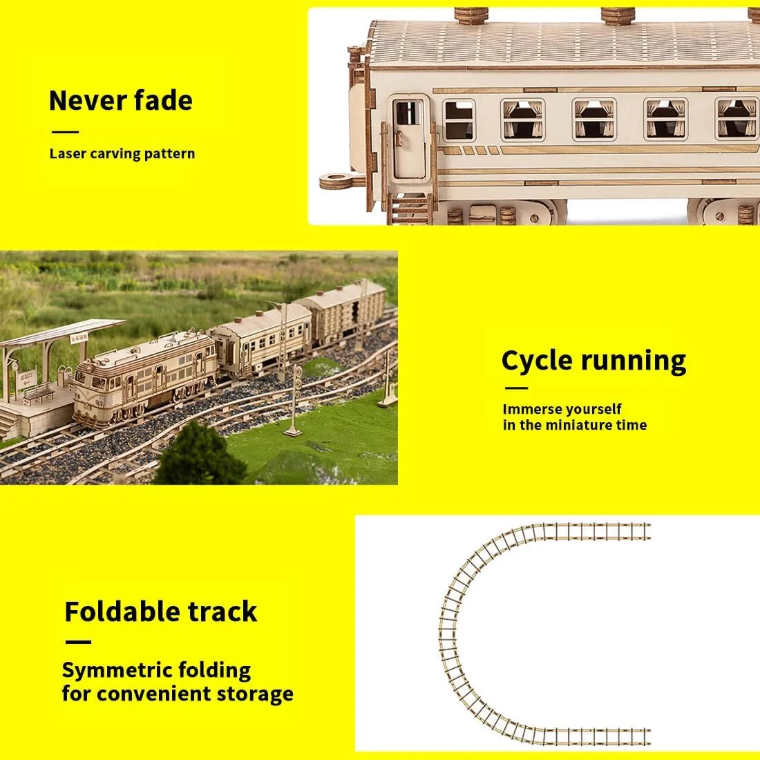 3D Wooden Puzzle for Adult 2313PCS DIY Assemble Model Kit (Including Locomotive Passenger Compartment Cargo Compartment Track) nail cold pit endanger wed scavenge Wooden Train Set Model 