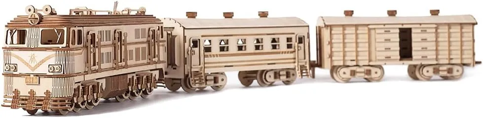 3D Wooden Puzzle for Adult 2313PCS DIY Assemble Model Kit (Including Locomotive Passenger Compartment Cargo Compartment Track) nail cold pit endanger wed scavenge Wooden Train Set Model 