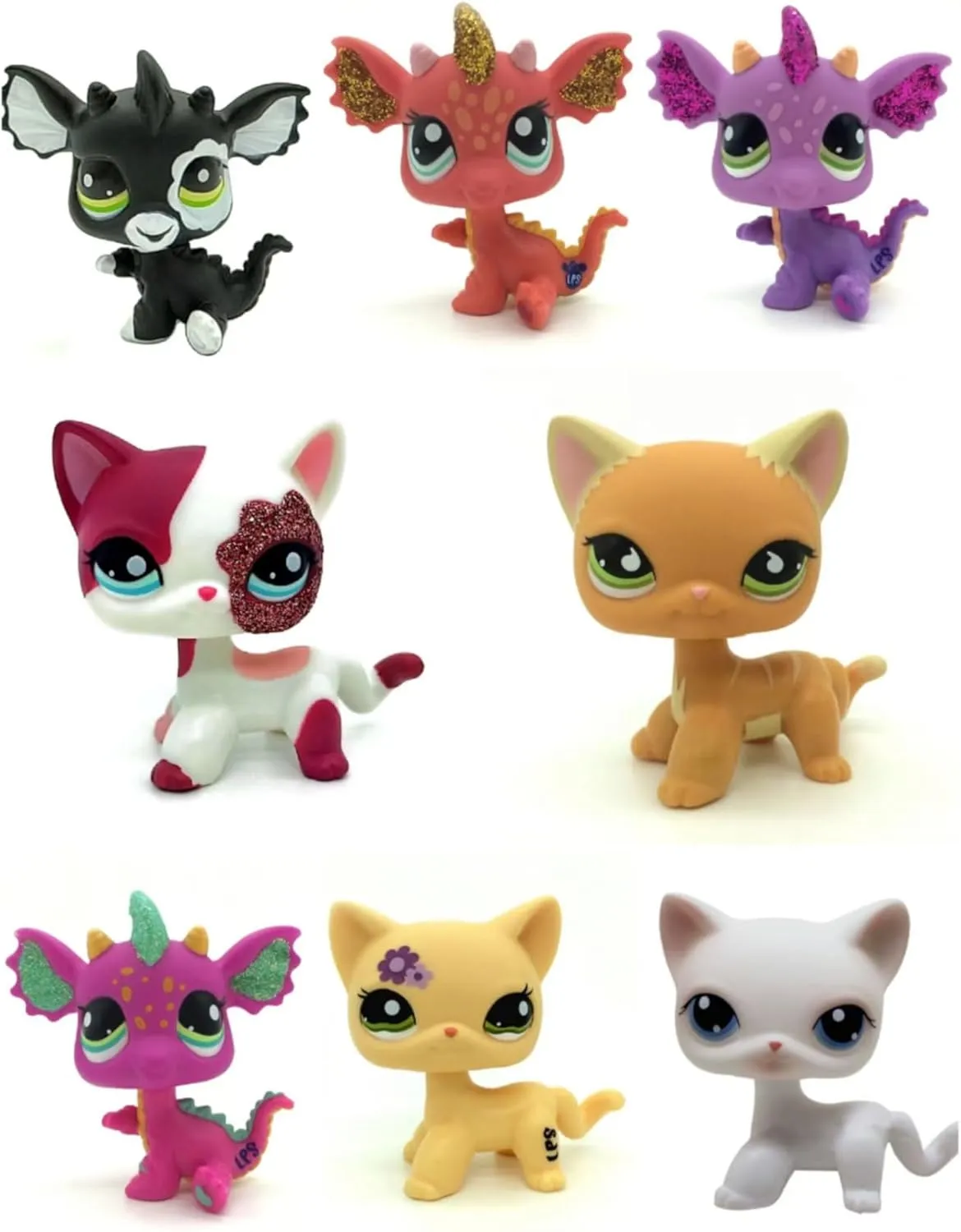 (3pcs Random) LPS pet Shop Animal Action Figures Dog Cat Kids Boys Girls deploy Gift 