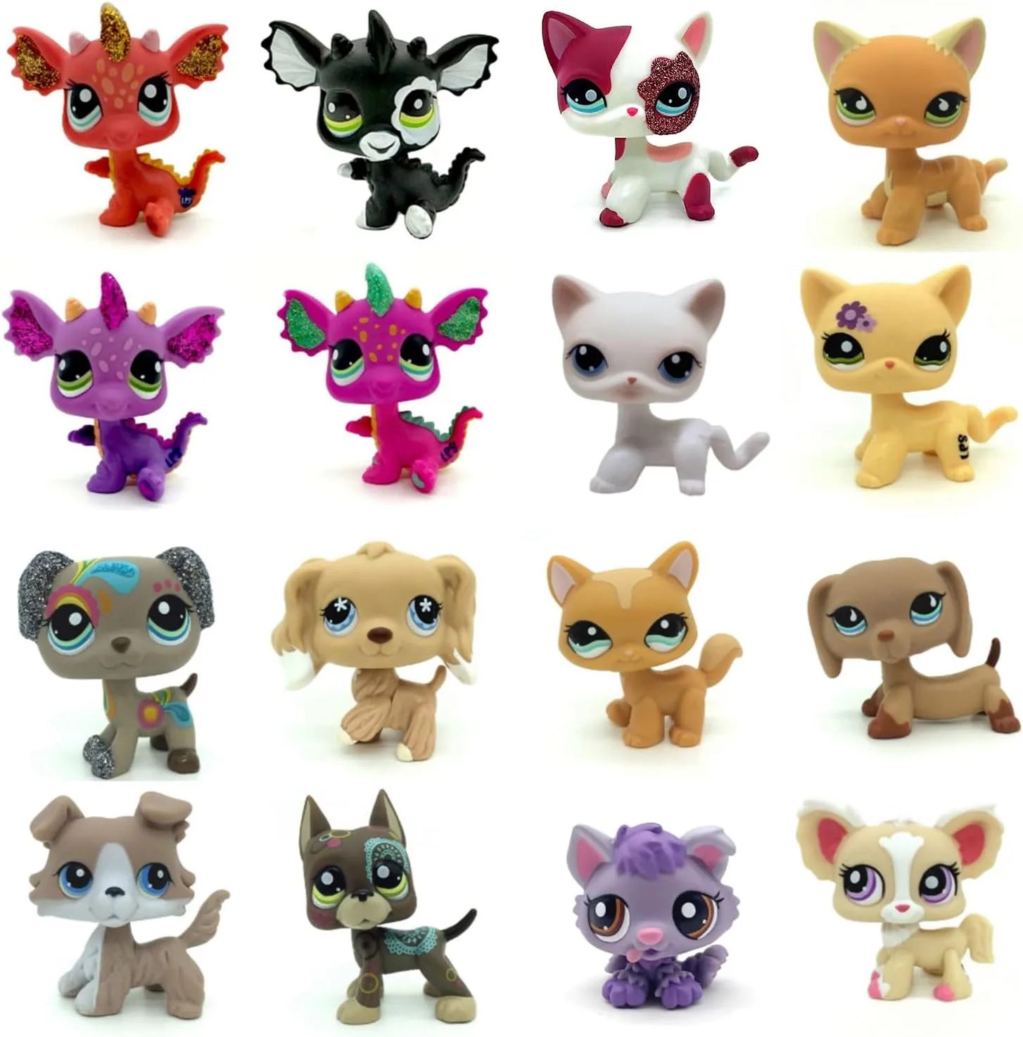 (3pcs Random) LPS pet Shop Animal Action Figures Dog Cat Kids Boys Girls deploy Gift 
