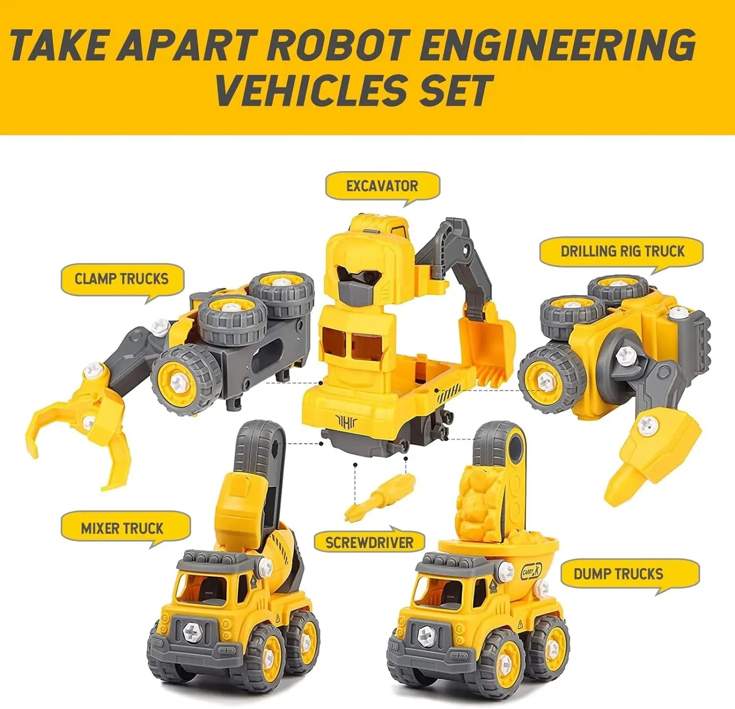 5-in-1 Construction Cars Transform Vehicle Robot