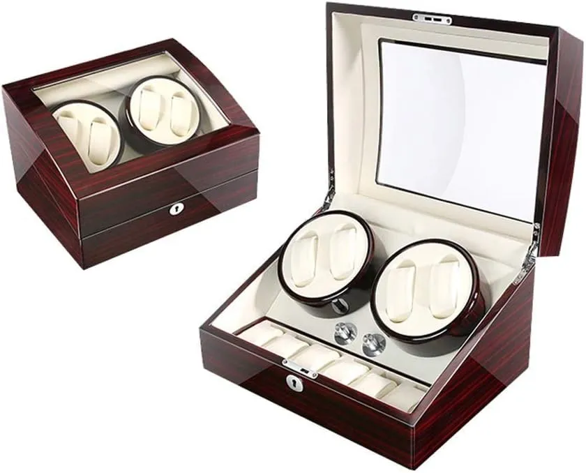 5 theoretical flexible Pawnee interface Rotation Modes with Quiet Motor, Wood Shell Watches Storage Display Box Automatic Watch Winder Box, 